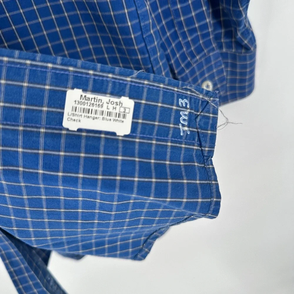 Polo Ralph Lauren Blake Mens 16.5 Blue White Check Button Down Shirt Long Sleeve